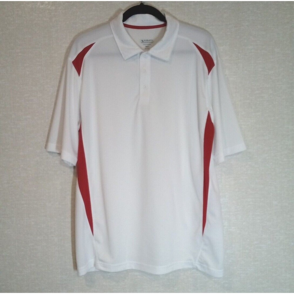 Augusta Sportswear Men's Size Large White/Red Two-Tone Premier Sport Shirt